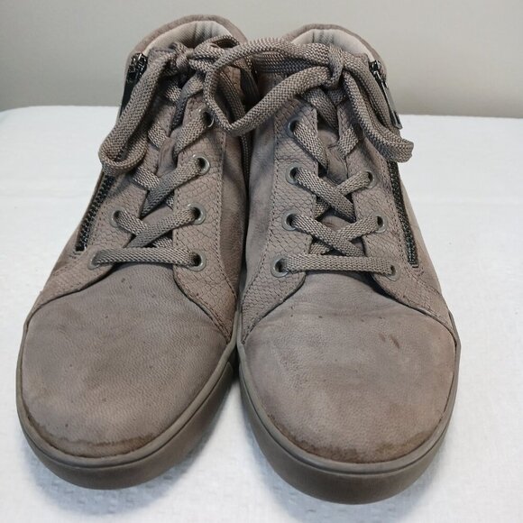 NATURALIZER SUEDE MOTLEY MID-TOP SNEAKER, SIDE ZIP WOMENS SIZE 8.5 DARK TAUPE - Picture 3 of 9